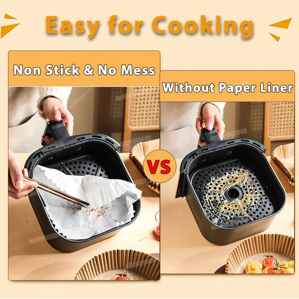 CrispyLiners™ – Non-Stick Papers for Air Fryer