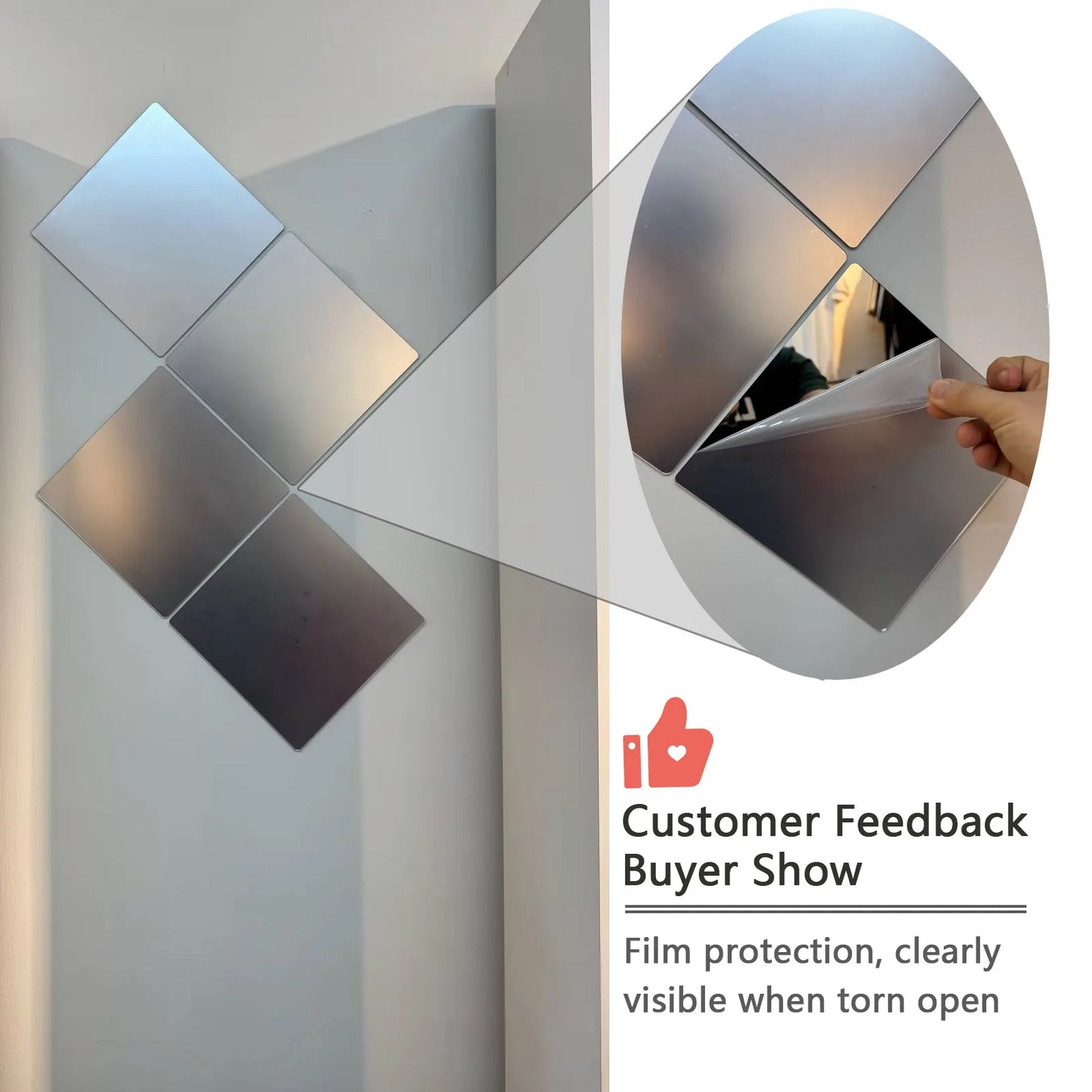 4/8Pcs Acrylic Mirrors Set Self Adhesive Mirror Tiles 2mm Thick Flexible Unbreakable Mirror Sticker Square Mirror Wall Stickers
