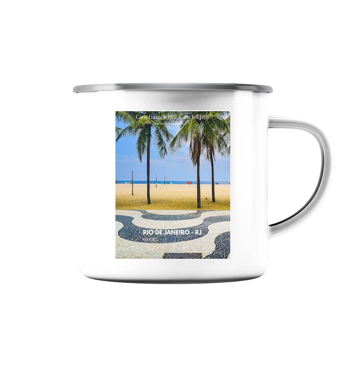 Kaffeetasse Brasiliens Herz“ – Geschmack der Geschichte - Emaille Tasse (Silber)